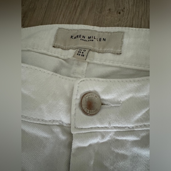 Vintage Designer Karen Millen denim cropped jeans pants zipper ankles is 6 4 - Picture 3 of 7